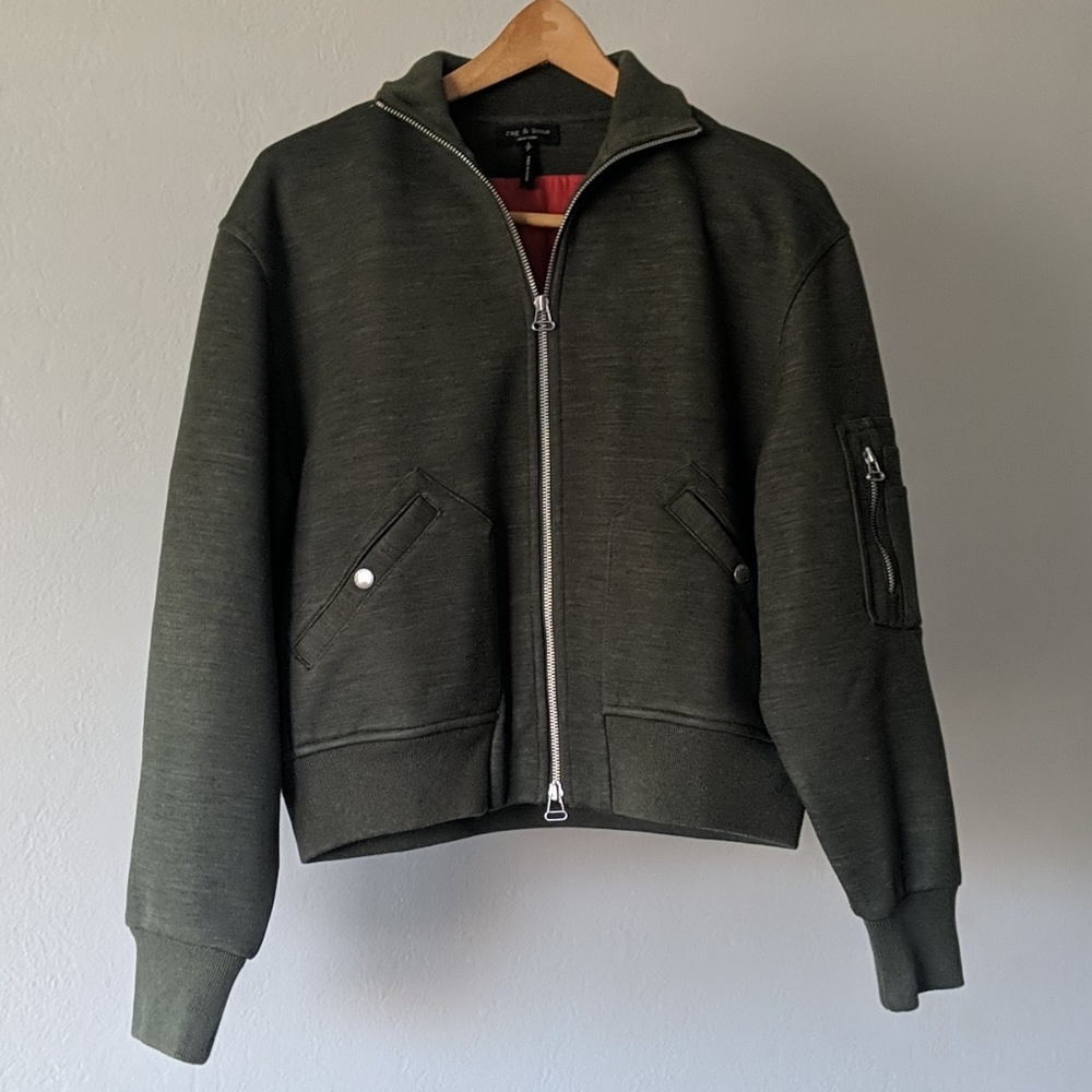 rag & bone green and orange lined bomber